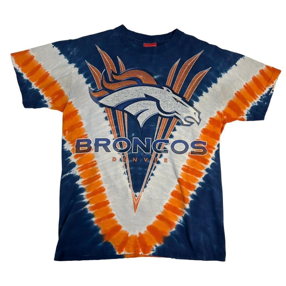 90s denver broncos graphic tee tie dye nfl mens M